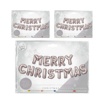 Wholesale Merry Christmas Balloon Banner- Silver - (Case of 12)